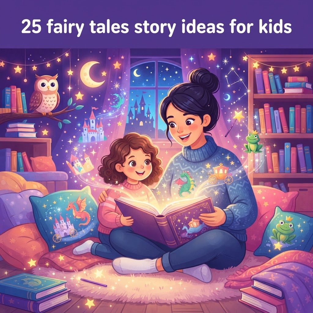Featured image for 25 fairy tales story ideas for kids - InstaTales AI storytelling blog