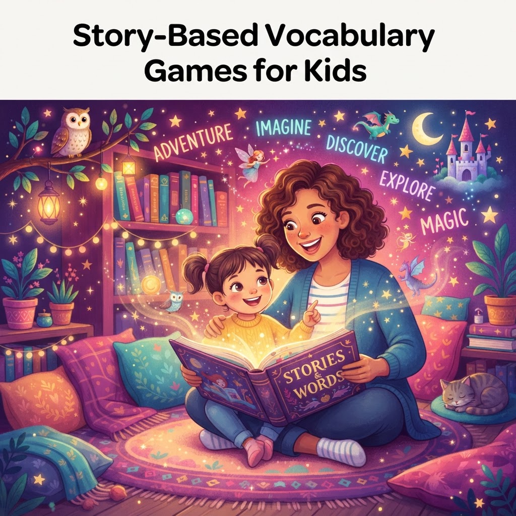 Featured image for 7 Story-Based Vocabulary Games for Kids - InstaTales AI storytelling blog