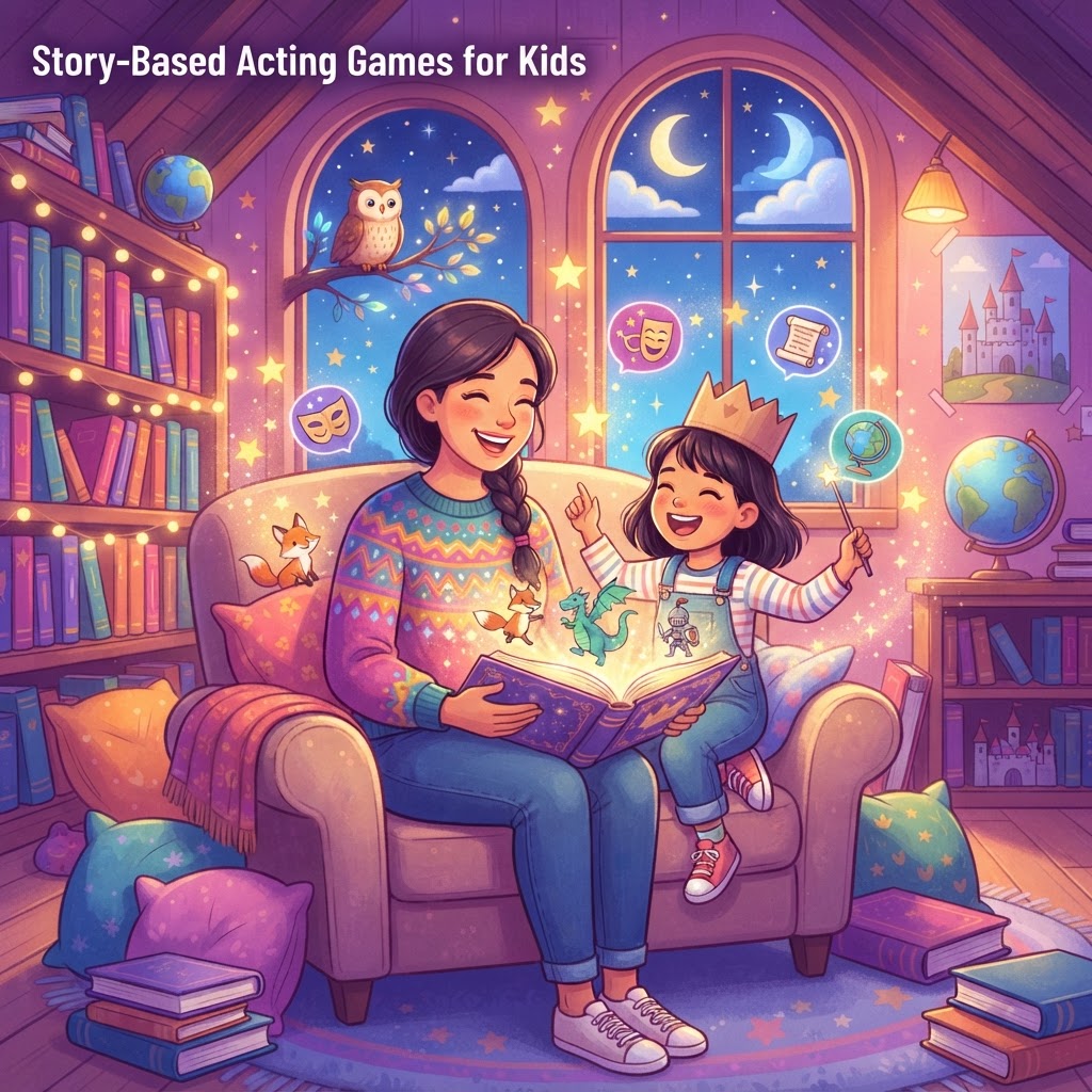 Featured image for 7 Story-Based Acting Games for Kids - InstaTales AI storytelling blog