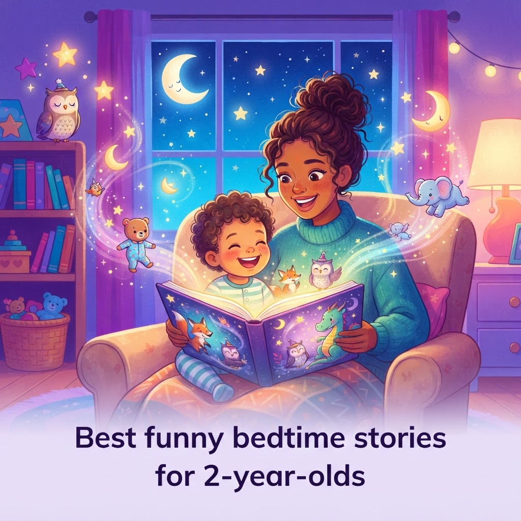 Featured image for Best funny bedtime stories for 2-year-olds - InstaTales AI storytelling blog