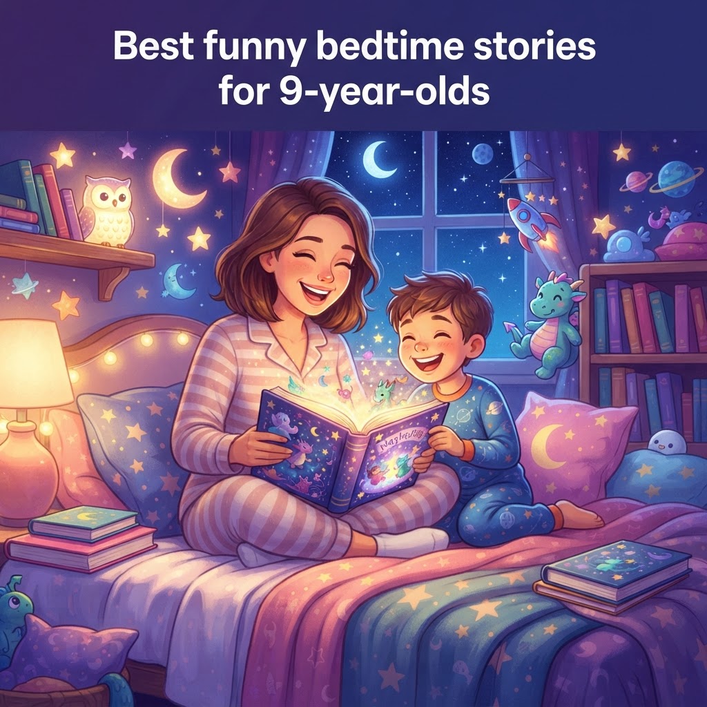 Featured image for Best funny bedtime stories for 9-year-olds - InstaTales AI storytelling blog