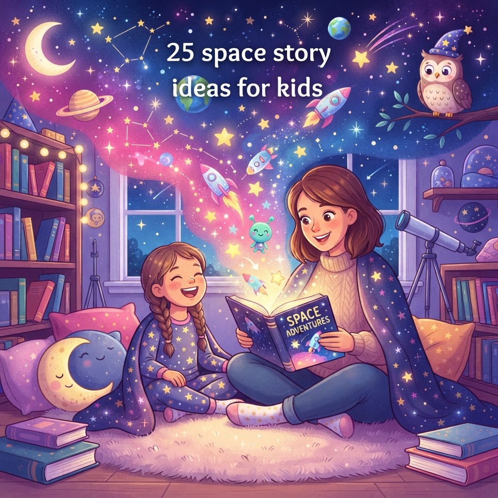 Featured image for 25 space story ideas for kids - InstaTales AI storytelling blog
