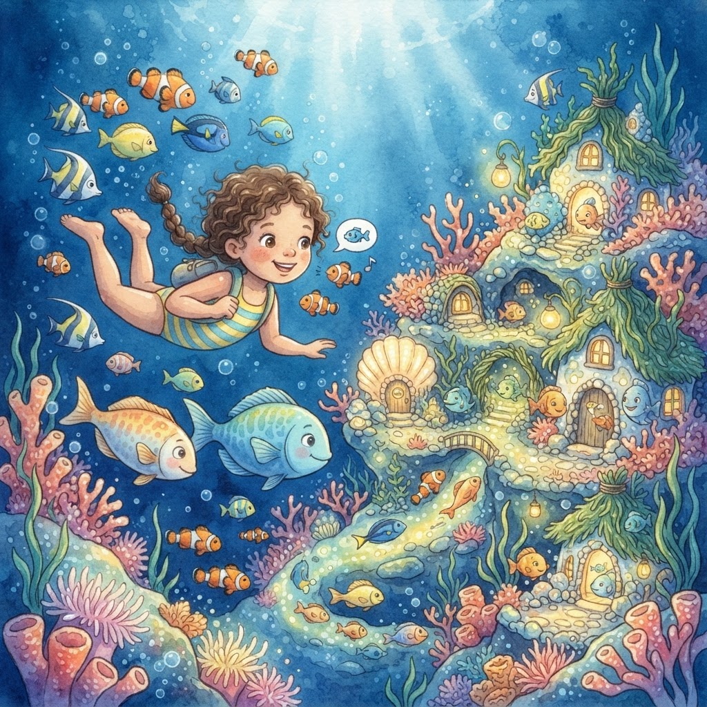 Illustration for "Ocean Dreams" — a children's story created with InstaTales AI