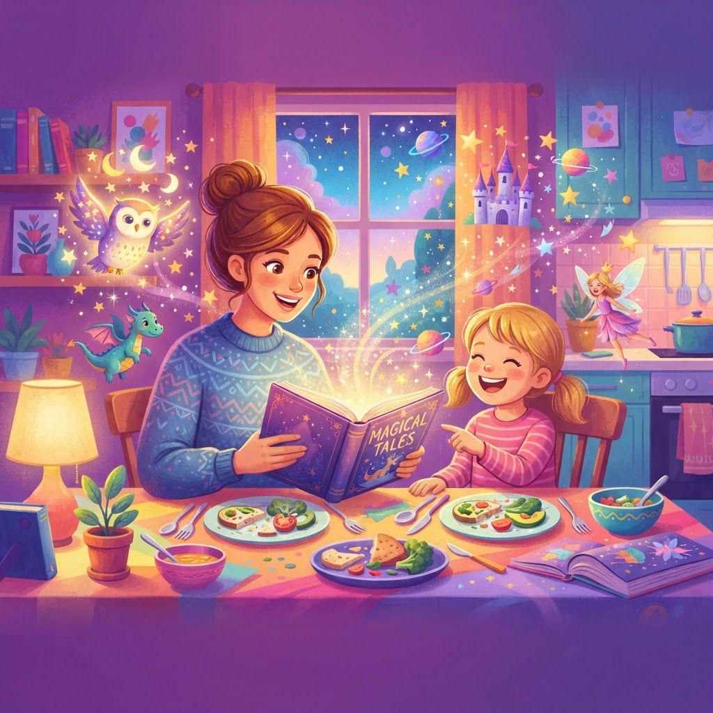 Featured image for Meal Time Stories: Short Dinner Tales for Kids - InstaTales AI storytelling blog