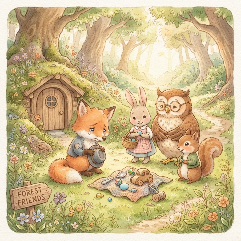 Illustration for "The Fox Who Lied" — a children's story created with InstaTales AI