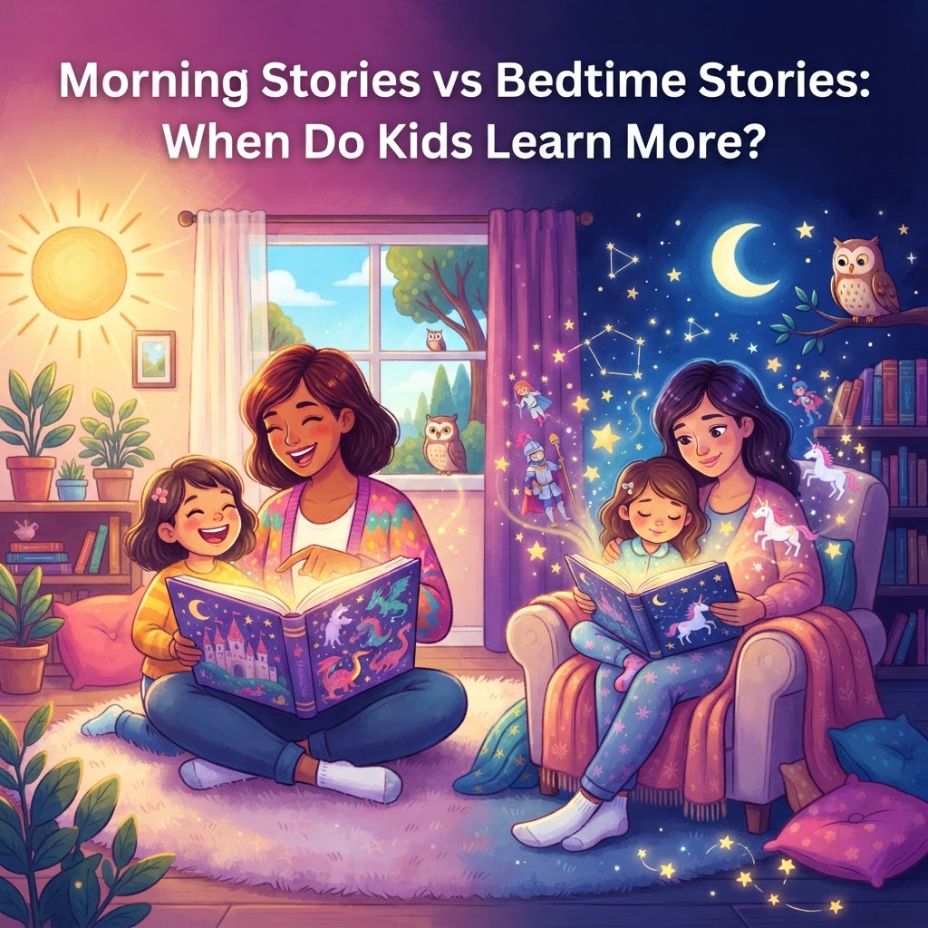 Featured image for Morning vs Bedtime Stories: Best Time to Read? - InstaTales AI storytelling blog