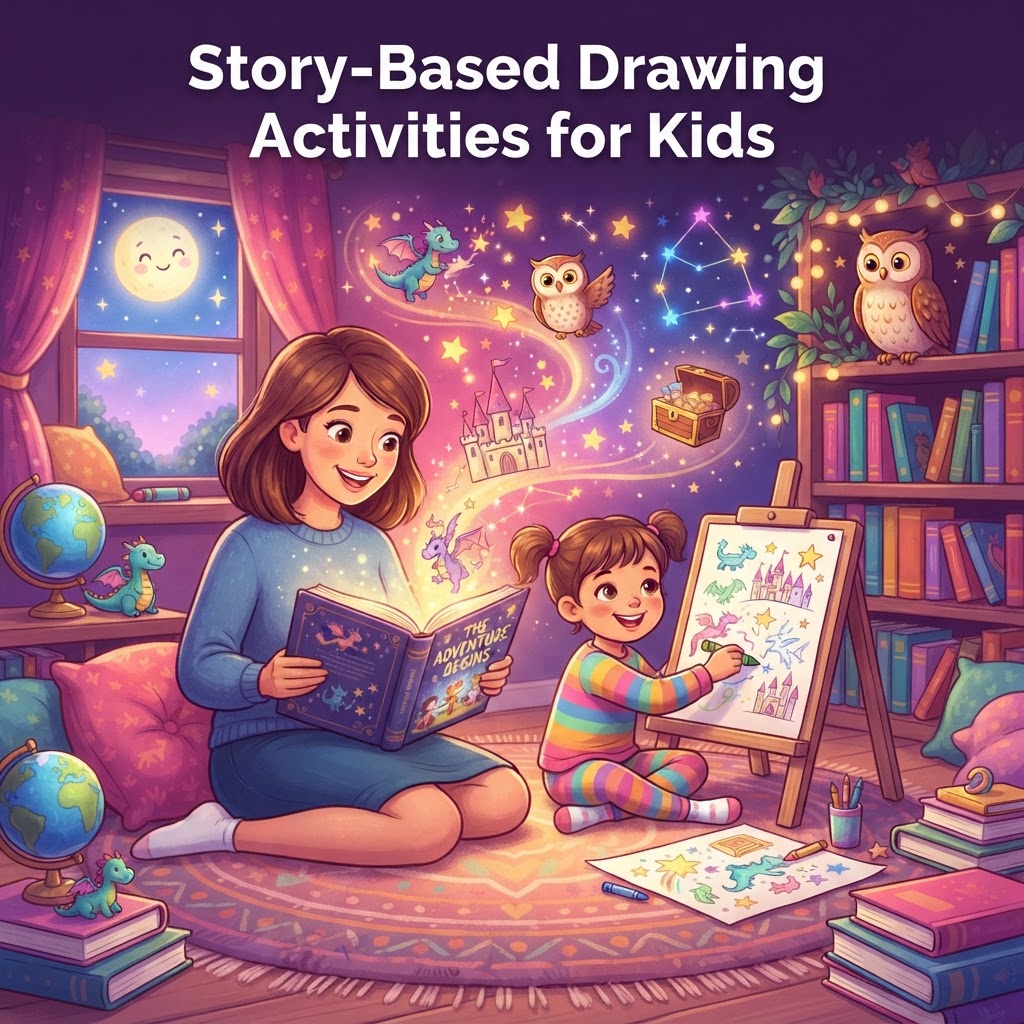 Featured image for 7 Story-Based Drawing Activities for Kids - InstaTales AI storytelling blog