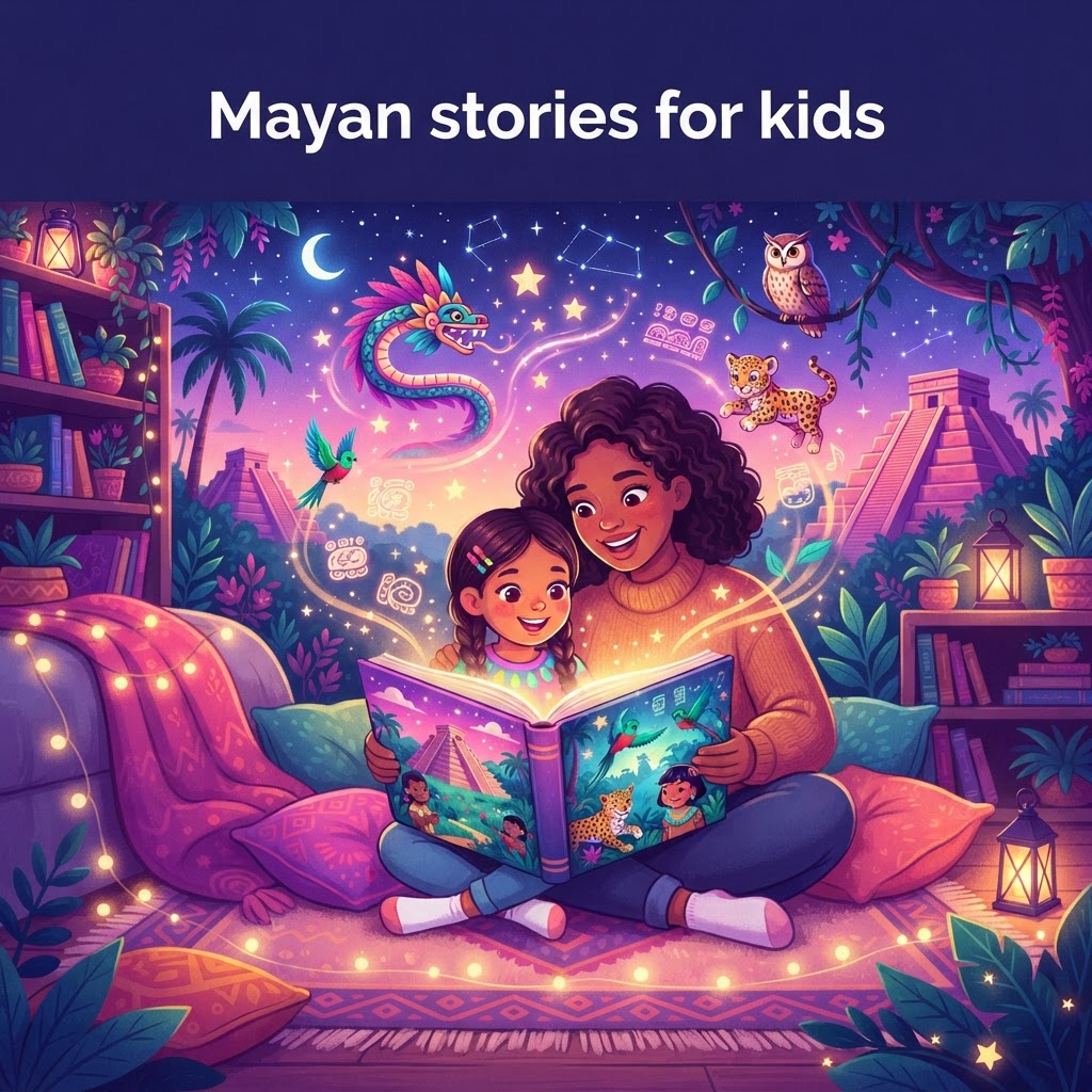 Featured image for Mayan Stories for Kids: Gentle Myths & Magic - InstaTales AI storytelling blog