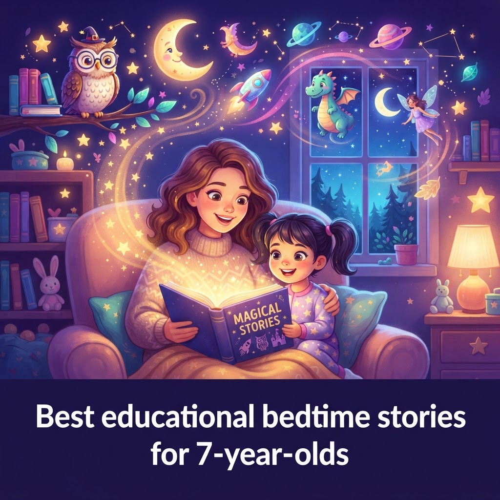 Featured image for Best educational bedtime stories for 7-year-olds - InstaTales AI storytelling blog