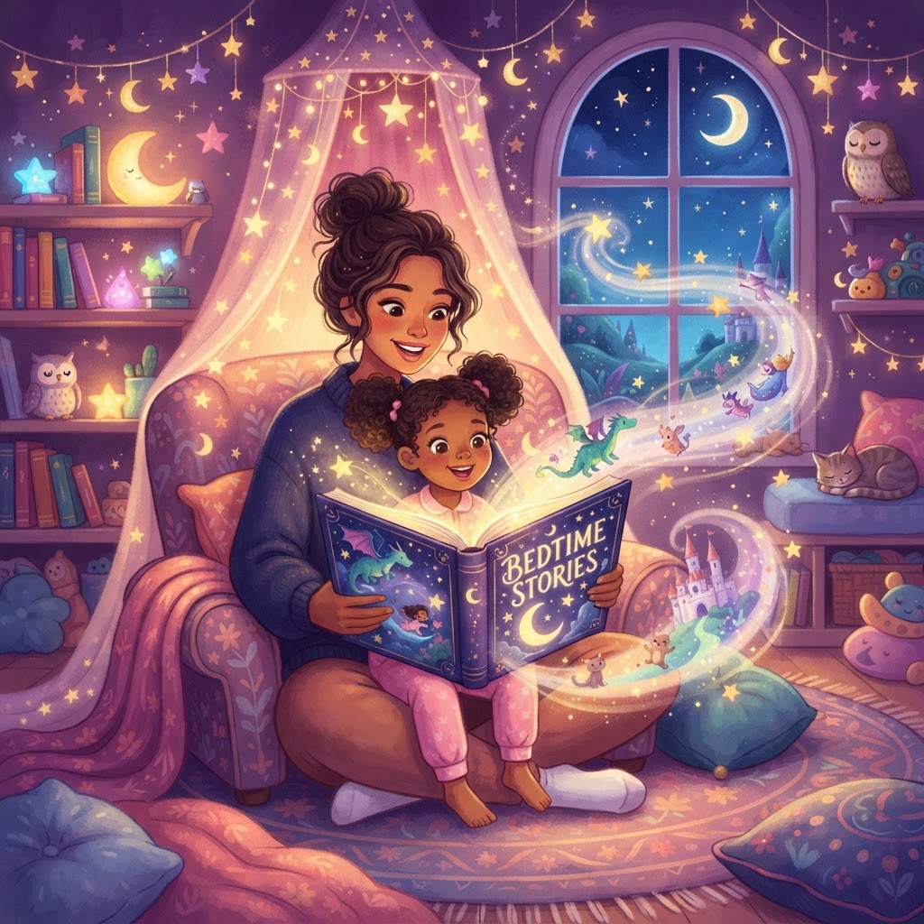 Featured image for 25 bedtime story ideas for kids - InstaTales AI storytelling blog