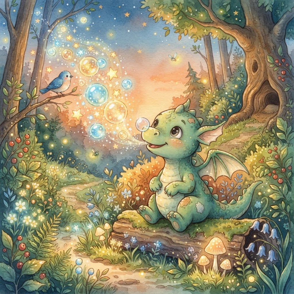 Illustration for "The Tiny Dragon" — a children's story created with InstaTales AI
