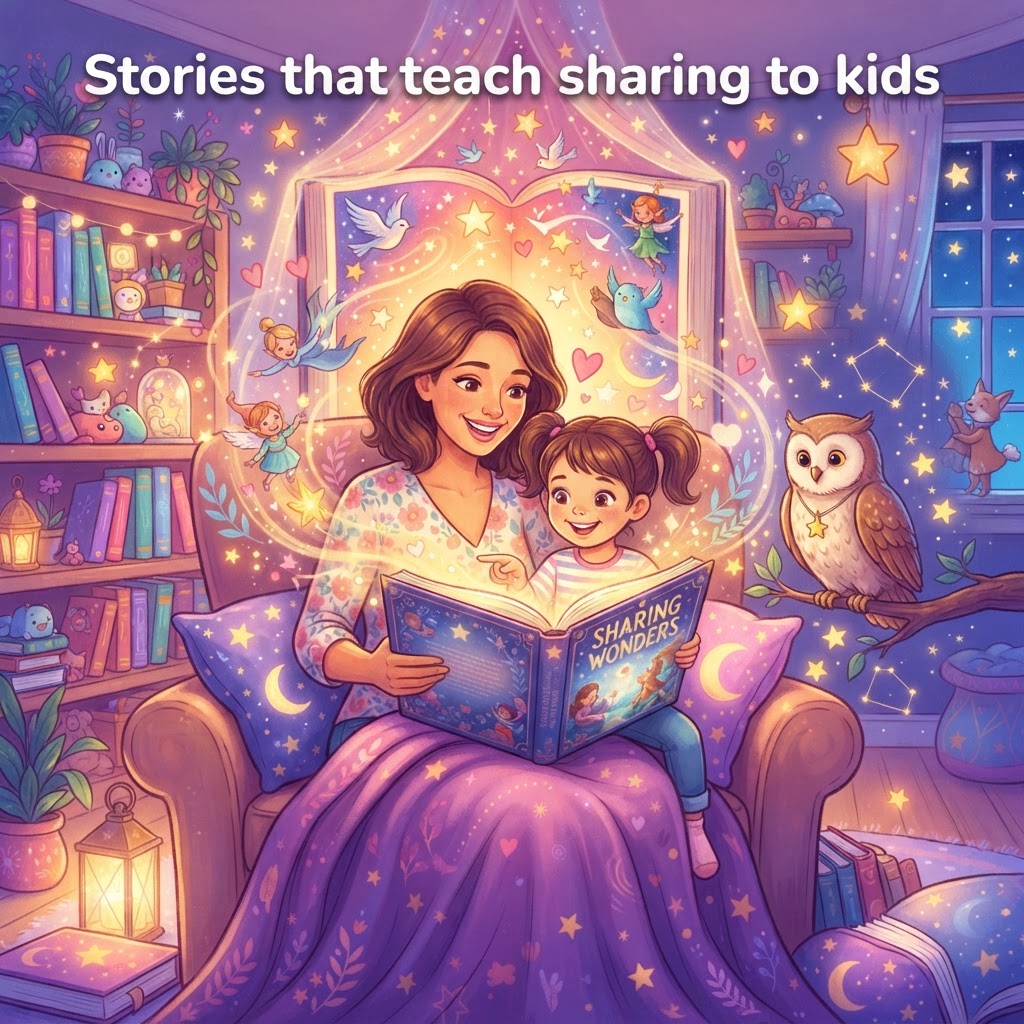 Featured image for Stories that teach sharing to kids - InstaTales AI storytelling blog