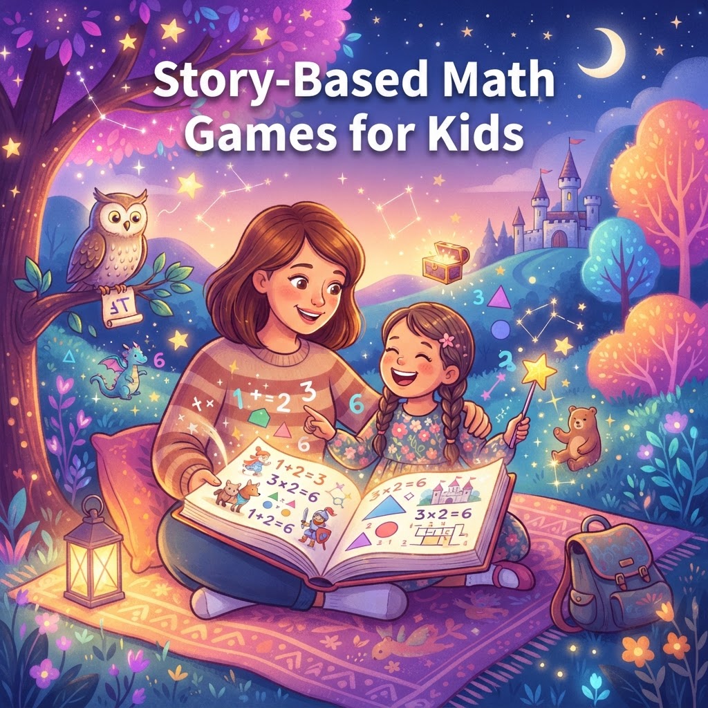 Featured image for 7 Story-Based Math Games for Kids - InstaTales AI storytelling blog