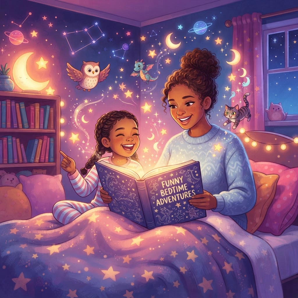 Featured image for Best funny bedtime stories for 8-year-olds - InstaTales AI storytelling blog
