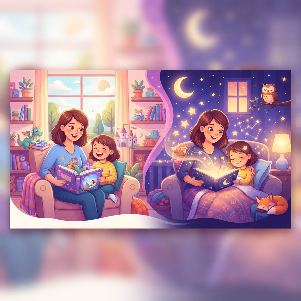 Featured image for Bedtime vs Daytime Reading: Does Timing Matter? - InstaTales AI storytelling blog