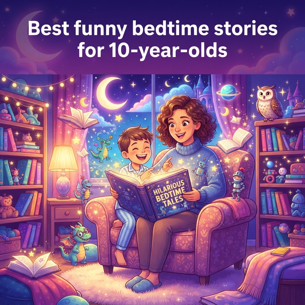 Featured image for Best funny bedtime stories for 10-year-olds - InstaTales AI storytelling blog
