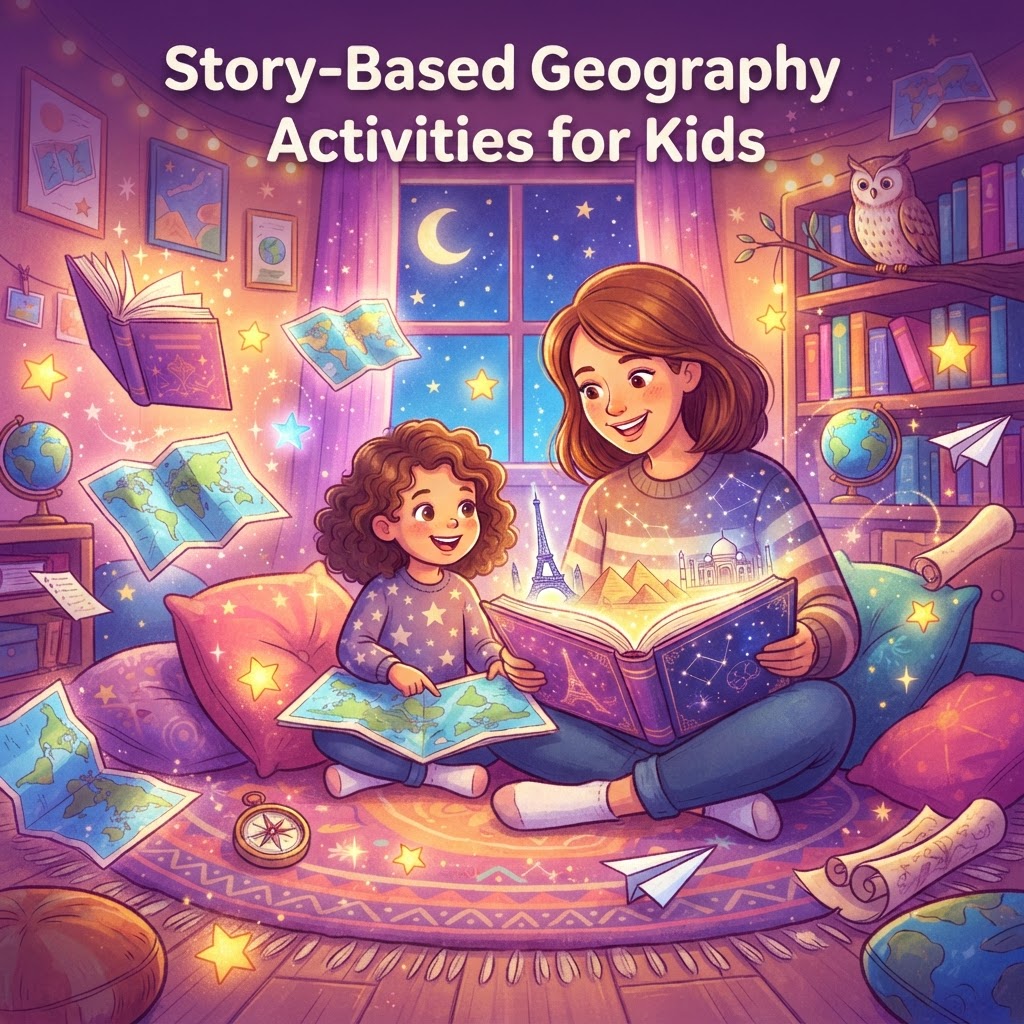 Featured image for Geography Activities for Kids Through Stories - InstaTales AI storytelling blog