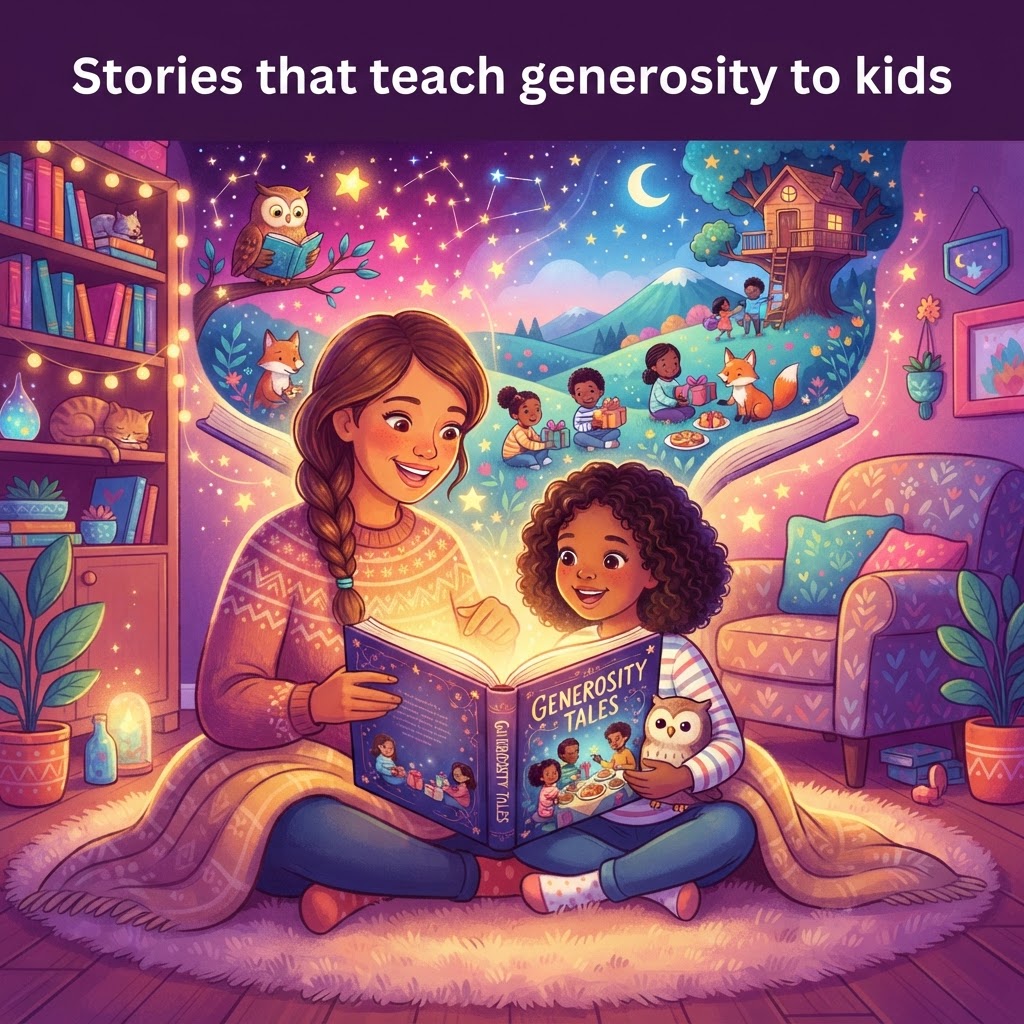 Featured image for Stories that teach generosity to kids - InstaTales AI storytelling blog