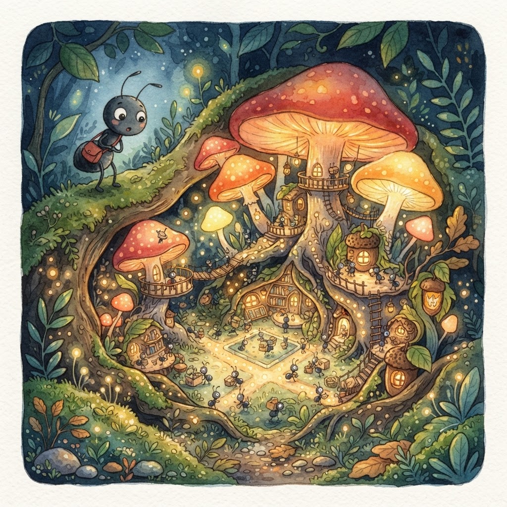 Illustration for "The Mushroom Kingdom" — a children's story created with InstaTales AI