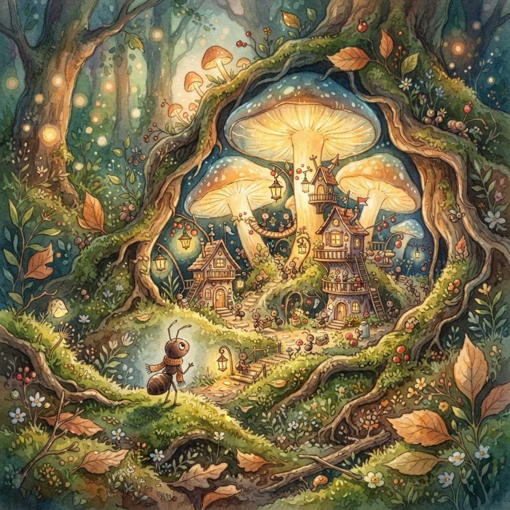 Illustration for "The Mushroom Kingdom" — a children's story created with InstaTales AI