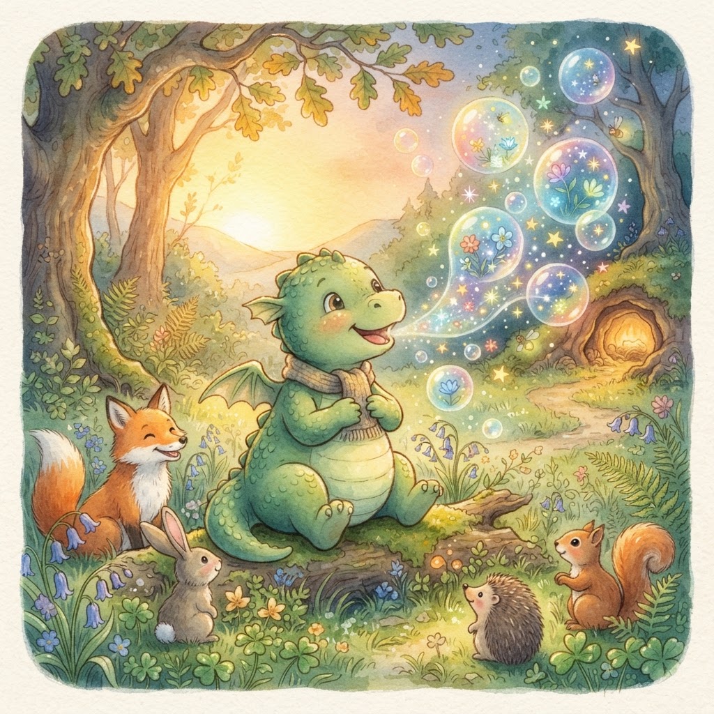 Illustration for "The Tiny Dragon" — a children's story created with InstaTales AI