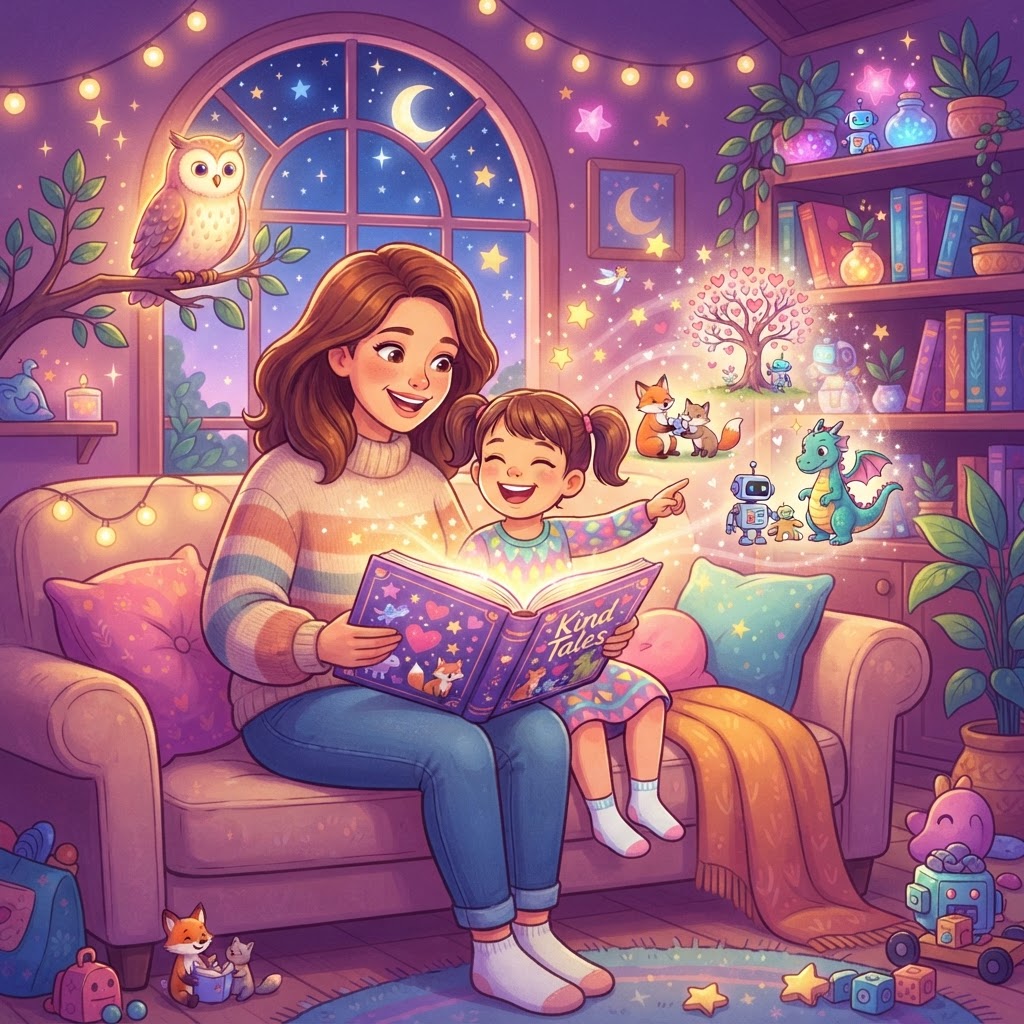 Featured image for 25 kind story ideas for kids - InstaTales AI storytelling blog
