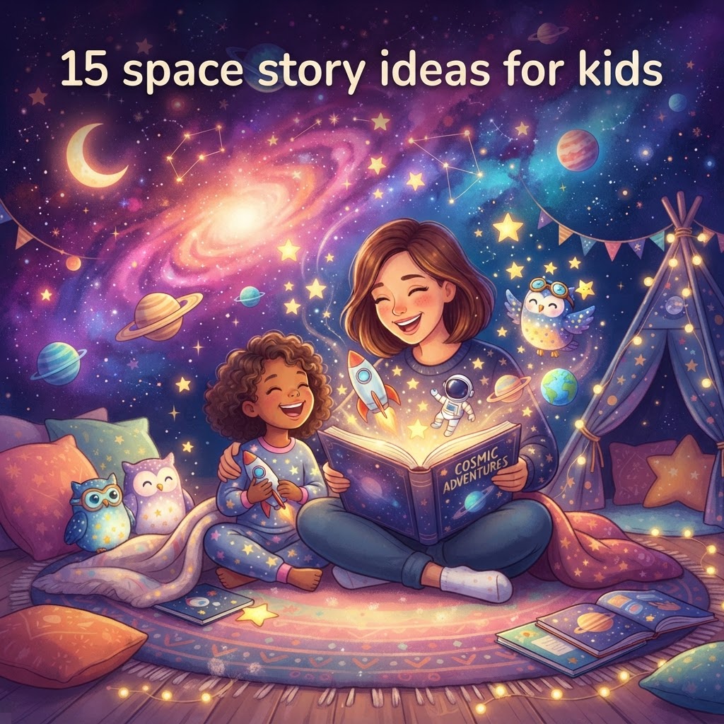 Featured image for 15 space story ideas for kids - InstaTales AI storytelling blog