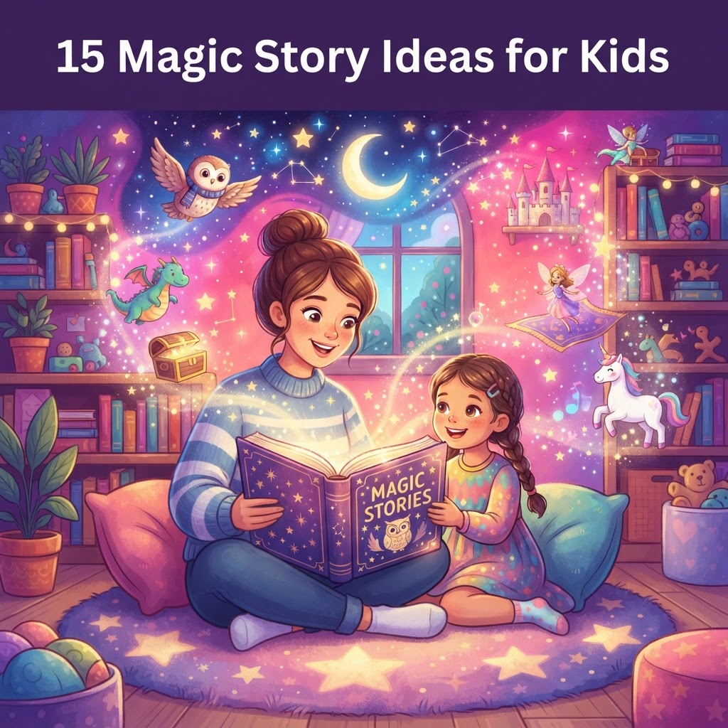 Illustration for 15 Magic Story Ideas for Kids to Spark Wonder - AI storytelling for children