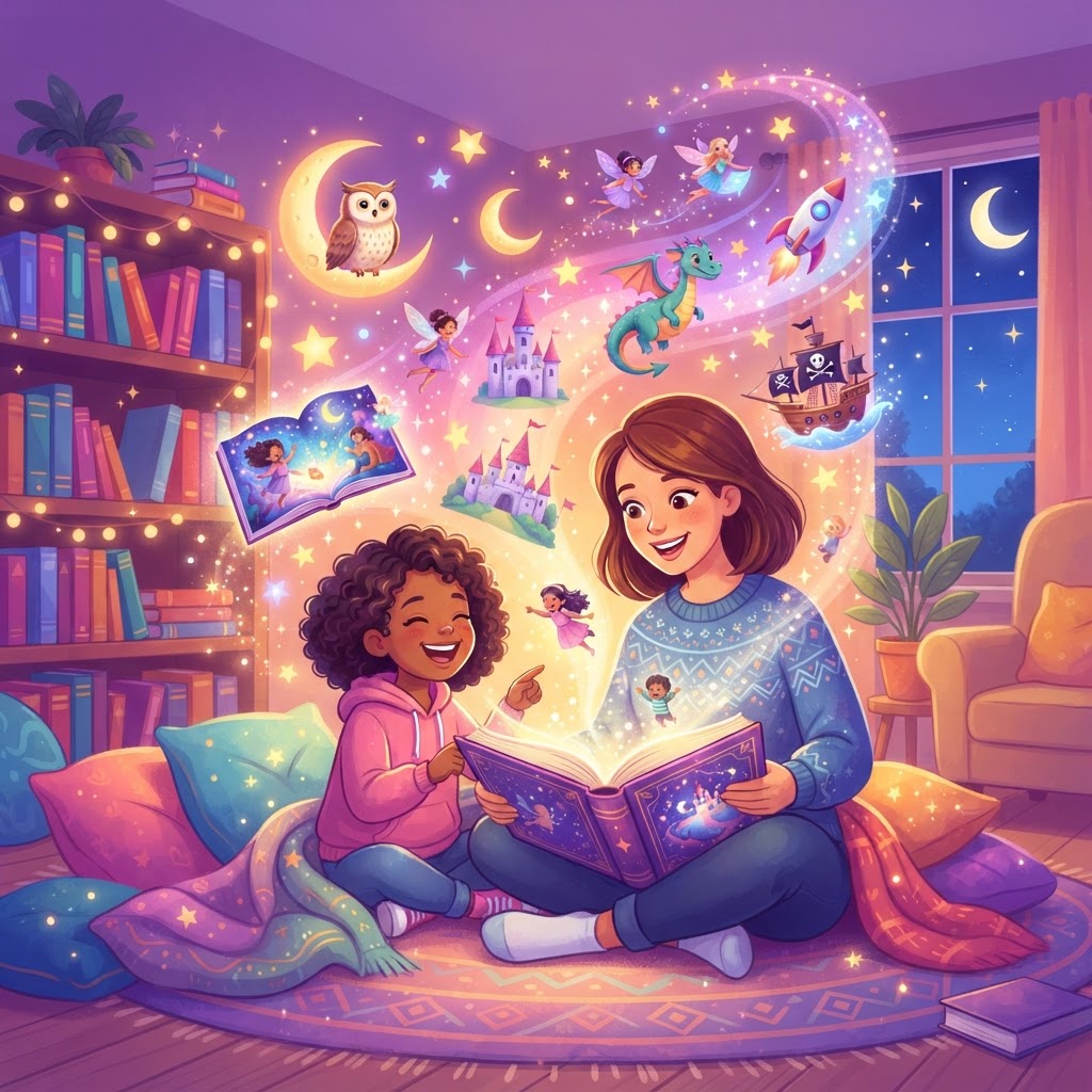 Featured image for 10 Make Up Stories Tips for Easy Bedtime Fun - InstaTales AI storytelling blog