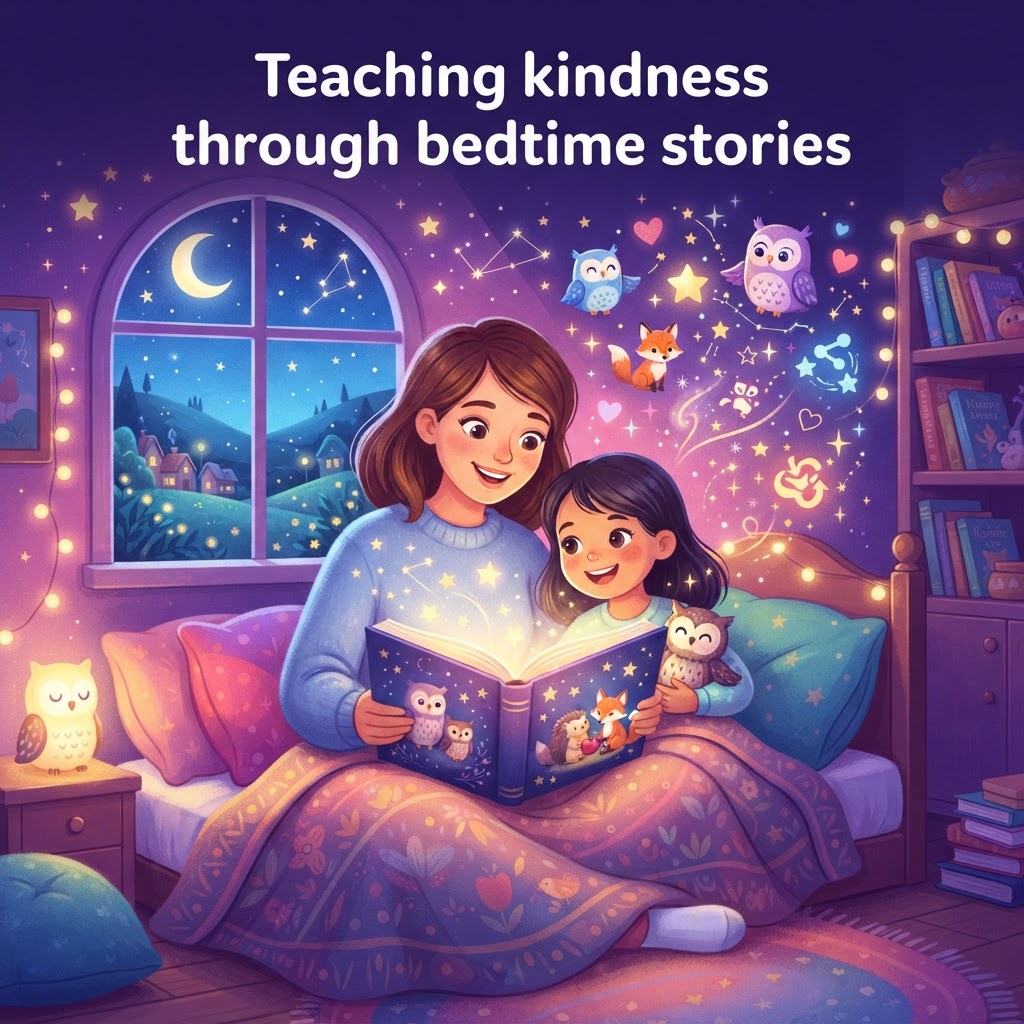 Featured image for Teaching kindness through bedtime stories - InstaTales AI storytelling blog