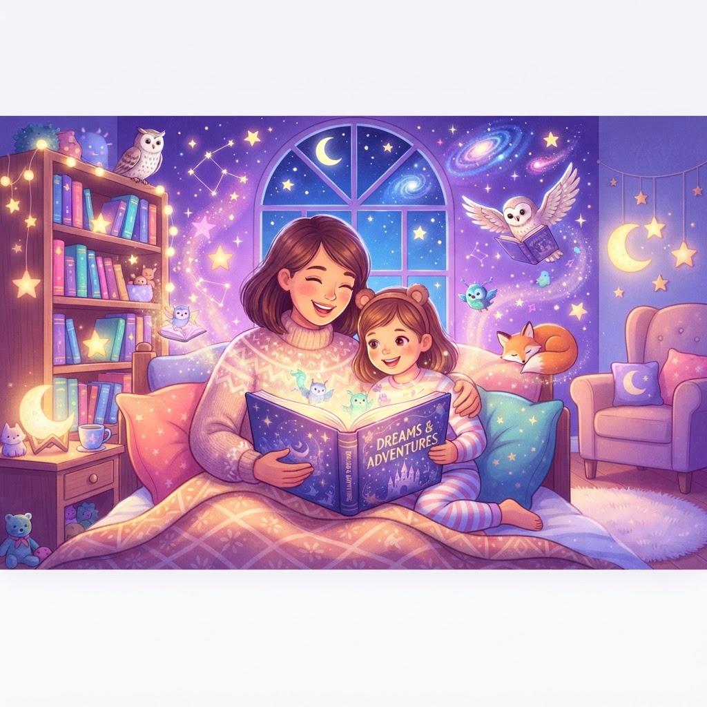 Featured image for 6 Benefits of Bedtime Stories for Child Development - InstaTales AI storytelling blog