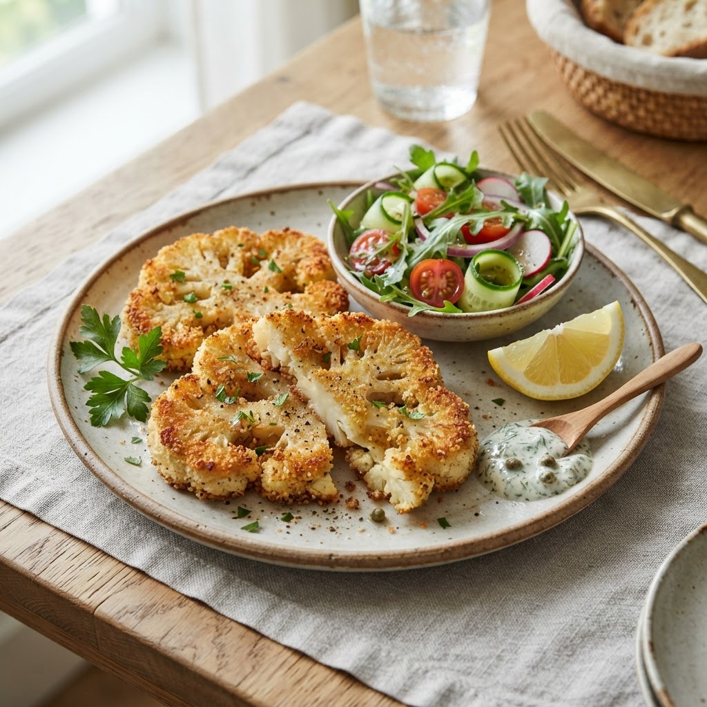 Gebratene Blumenkohl-Schnitzel