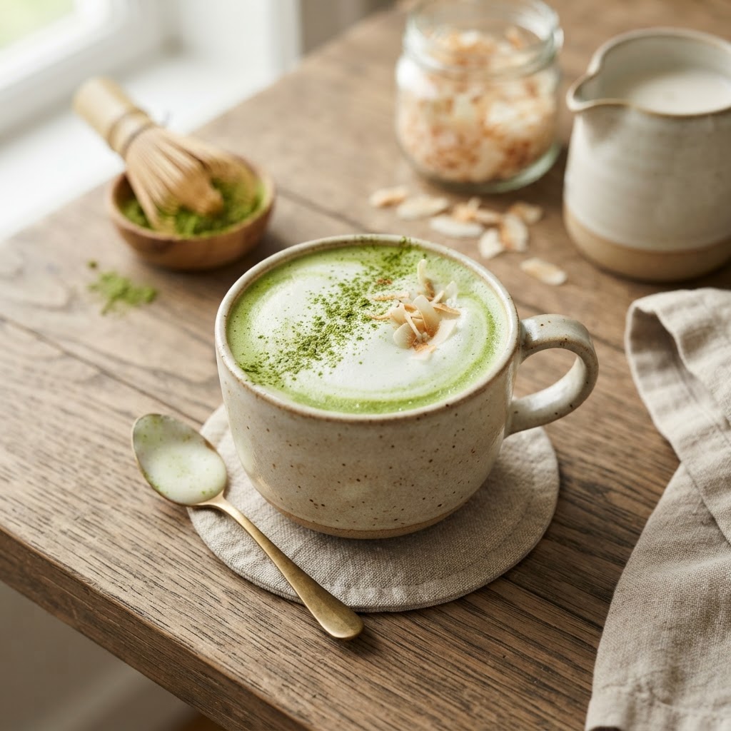 Matcha-Kokosnuss-Latte