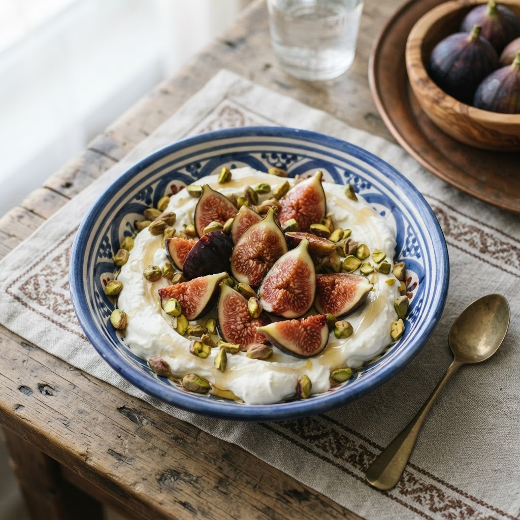 Libanesische Feigen mit Labneh, Pistazien und Honig