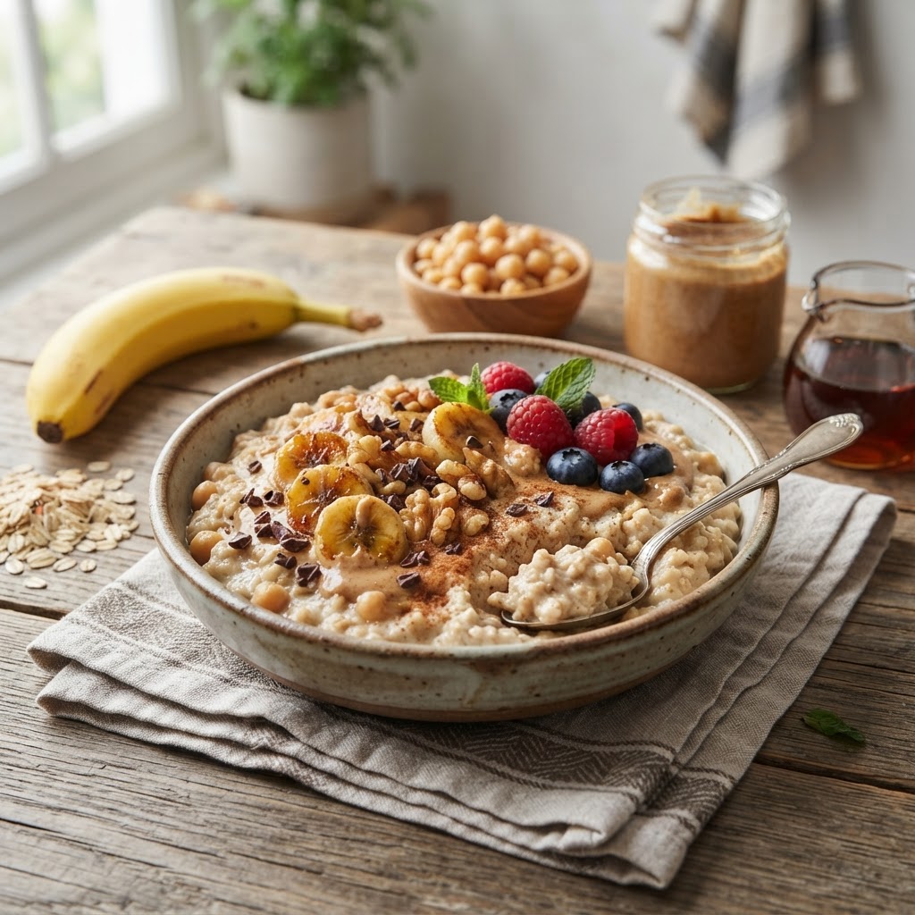 Bananen-Haferflocken-Dessert mit Kichererbsen
