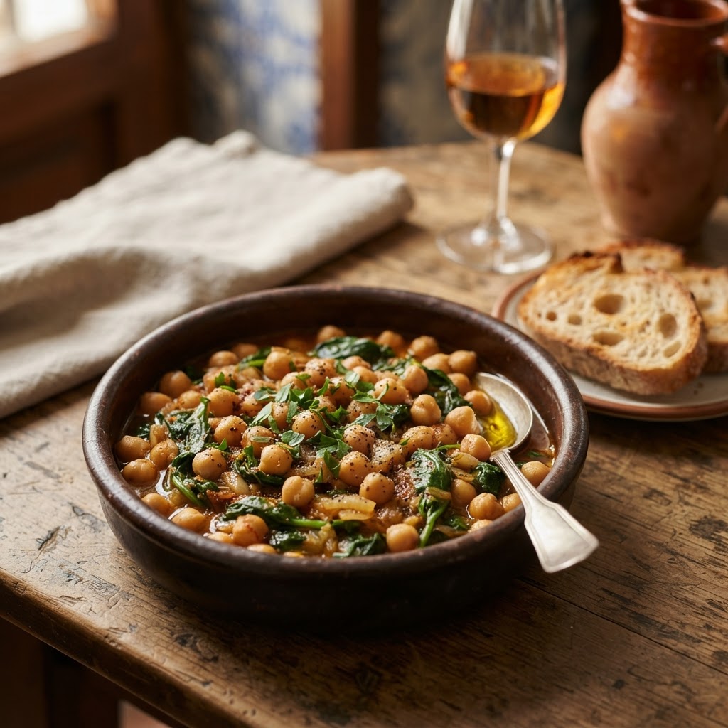 Spanische Garbanzos con espinacas - Kichererbsen mit Spinat aus Sevilla