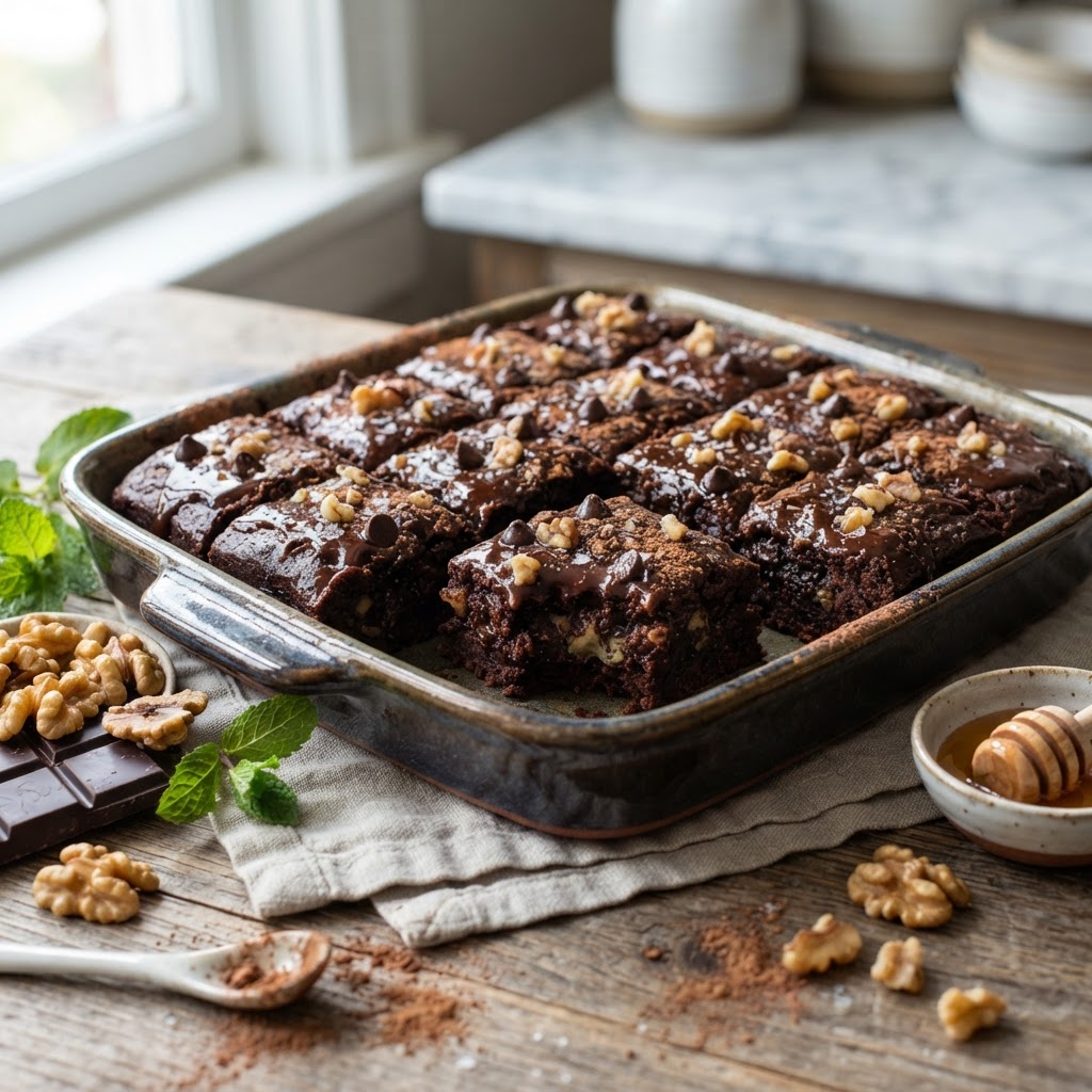 Paleo Blumenkohl-Brownies mit Honig und Kakao