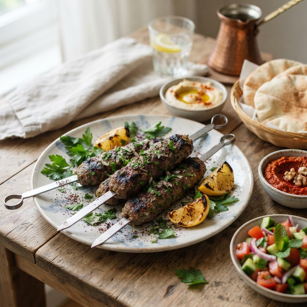 Libanesisches Kafta - Hackspieße mit Petersilie und Zwiebel