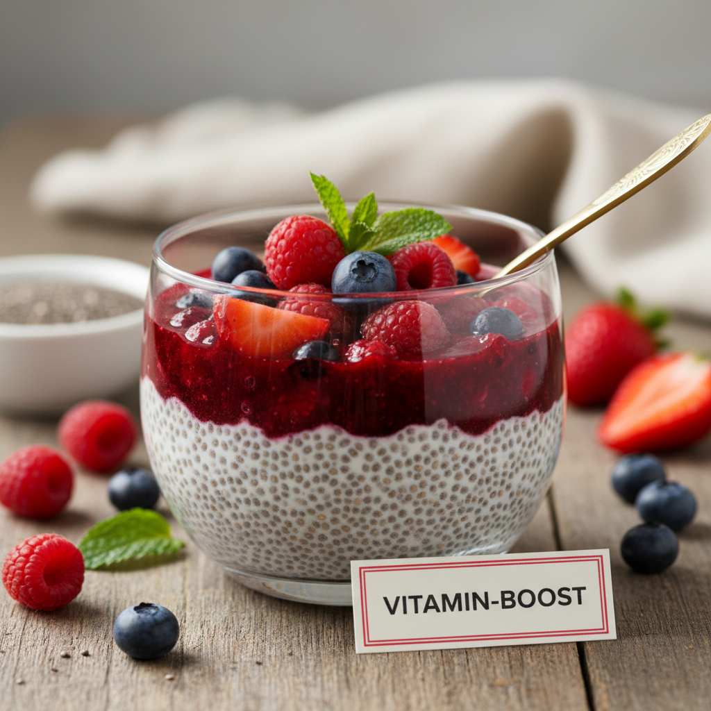 Chia-Pudding mit Beerenkompott