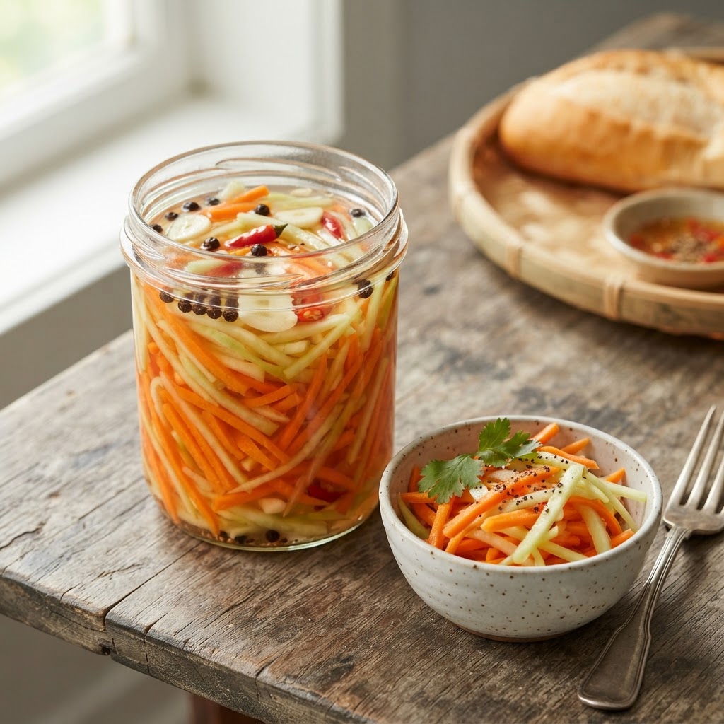 Vietnamesisches Dưa Góp - schnell eingelegte Karotten und Kohlrabi