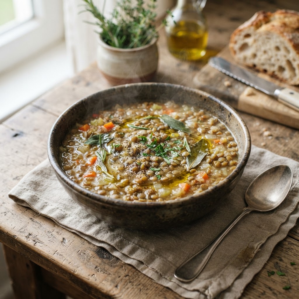 Umbrische Minestra di lenticchie - Linsensuppe aus Castelluccio