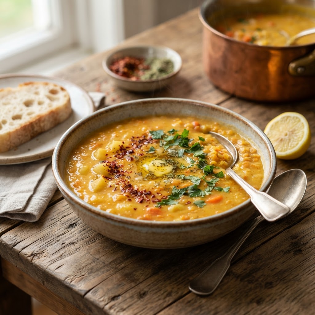 Türkisches Mercimek Çorbası - rote Linsensuppe mit Minzbutter
