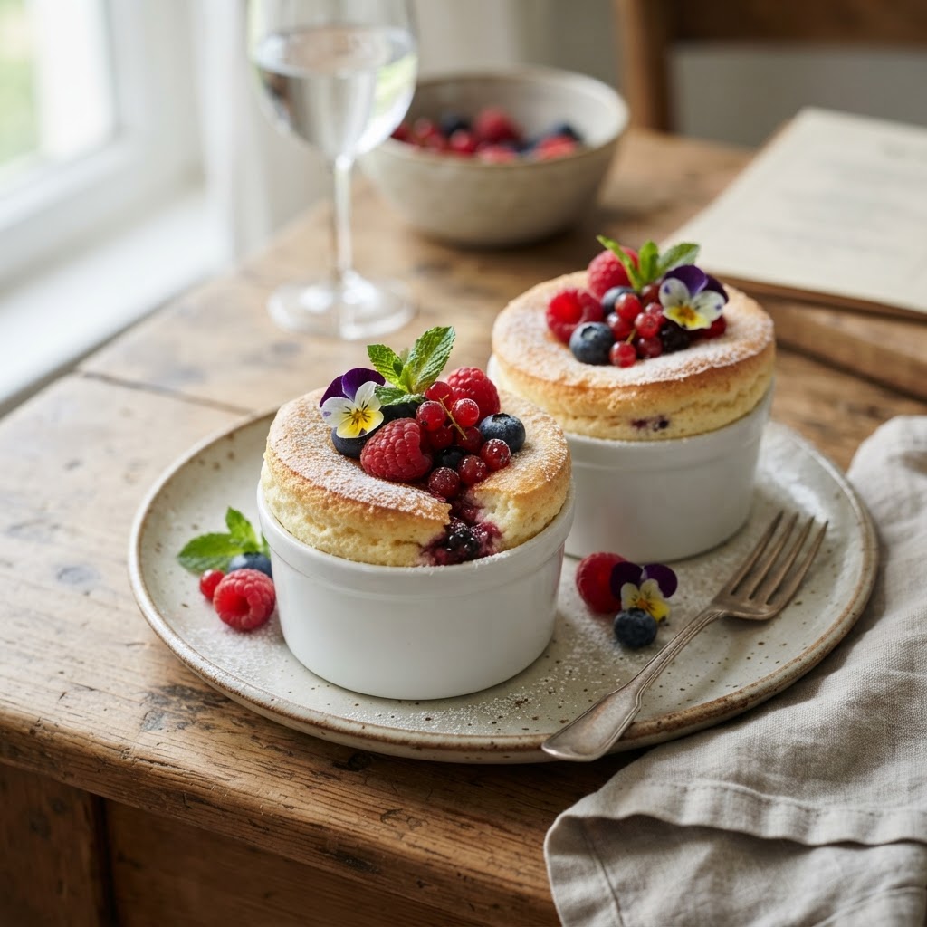 Feine Quark-Soufflés mit saisonalem Obst
