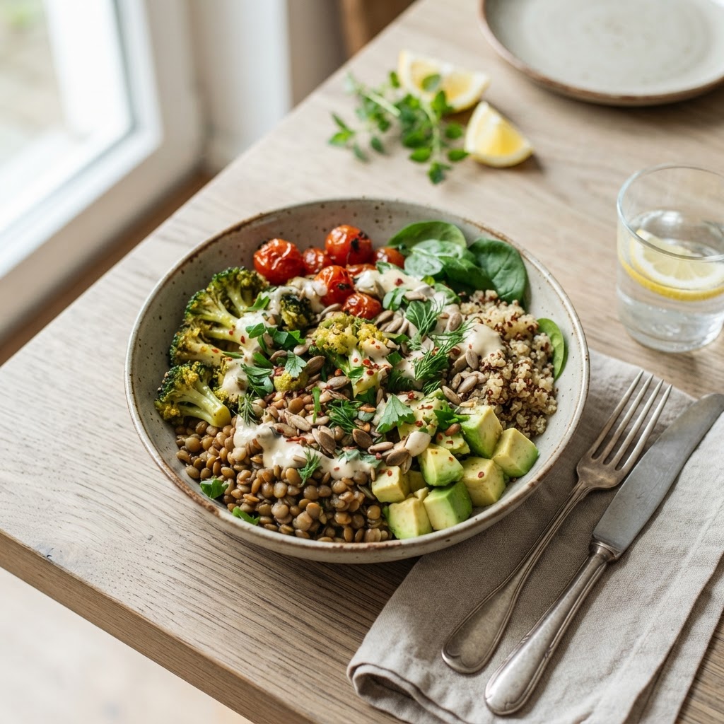 Linsen-Brokkoli-Bowl