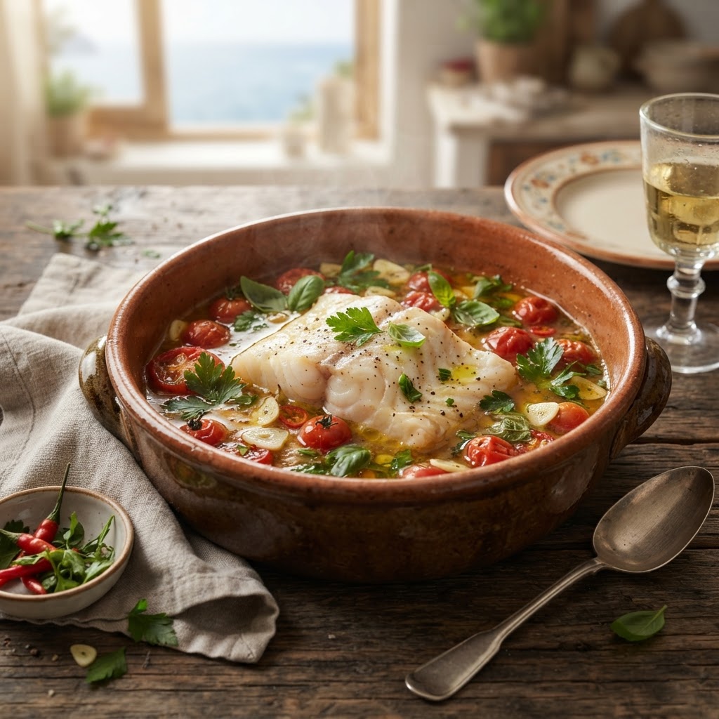 Kampanische Acqua pazza - Kabeljau im verrückten Wasser