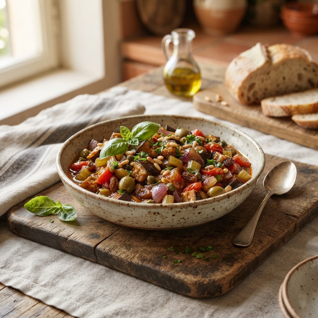 Sizilianische Caponata - süßsaures Auberginengemüse