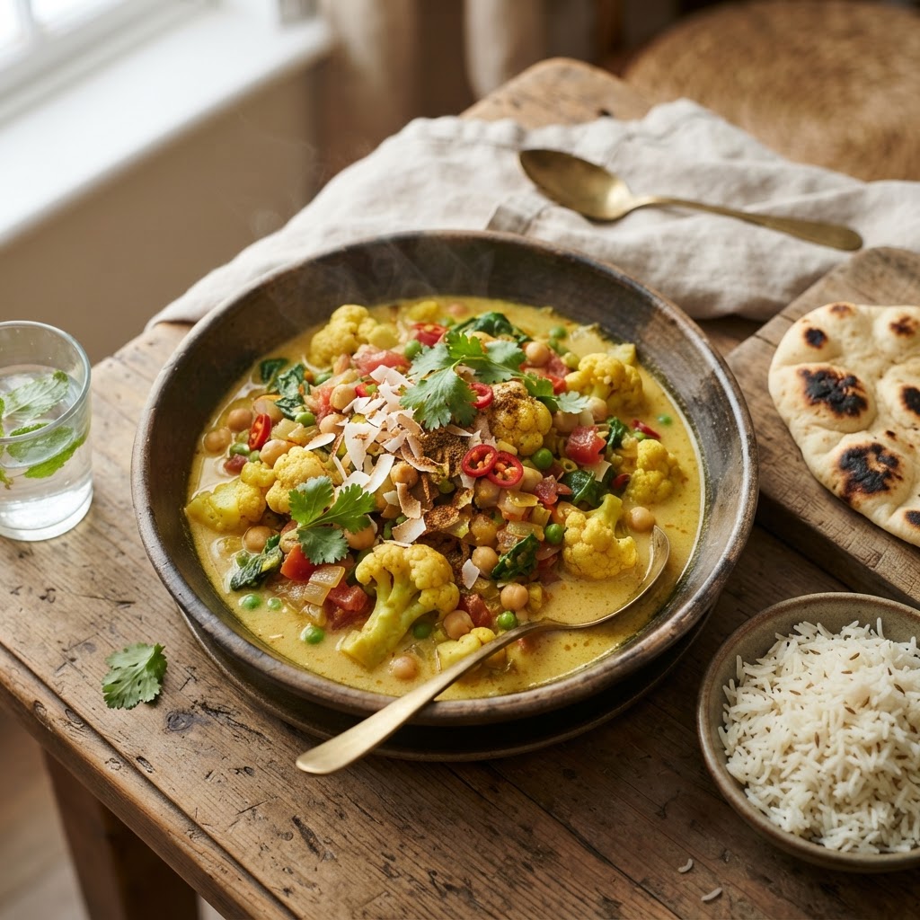 Herzhaftes Blumenkohl-Curry mit Kokosmilch