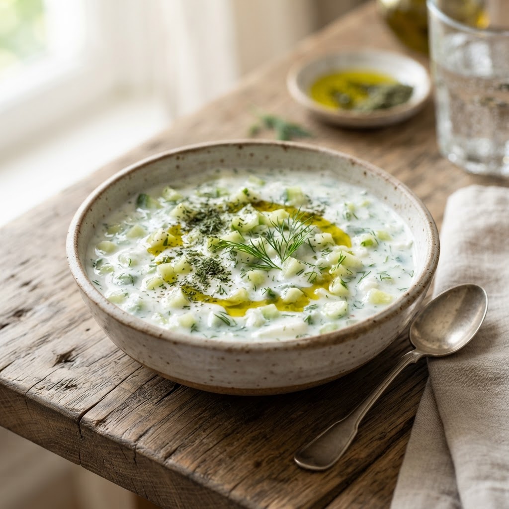 Türkisches Cacık - Joghurt mit Gurke, Knoblauch und Minze