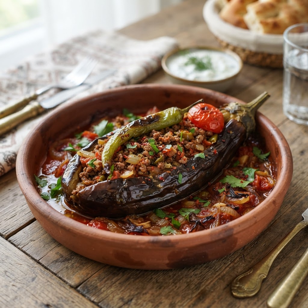 Türkisches Karnıyarık - gefüllte Aubergine mit Hackfleisch