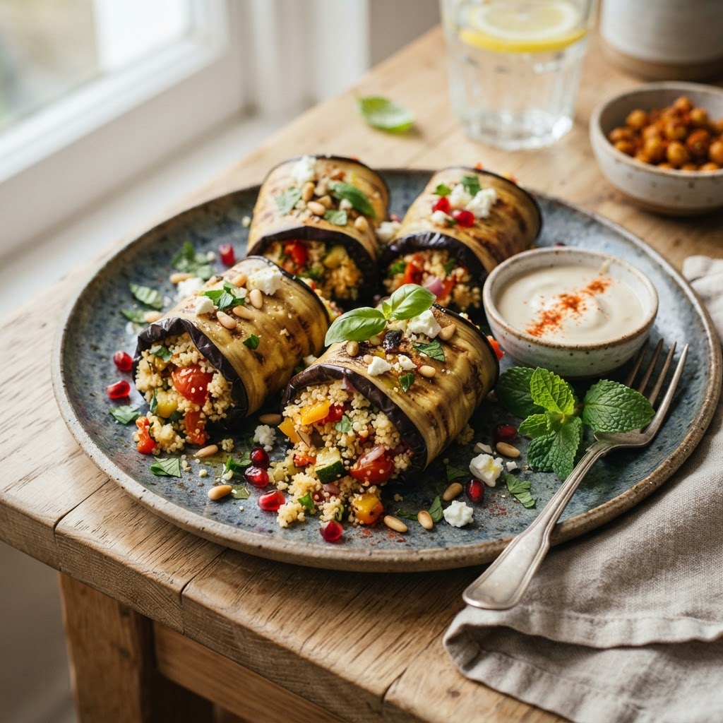 Auberginen-Couscous-Roller